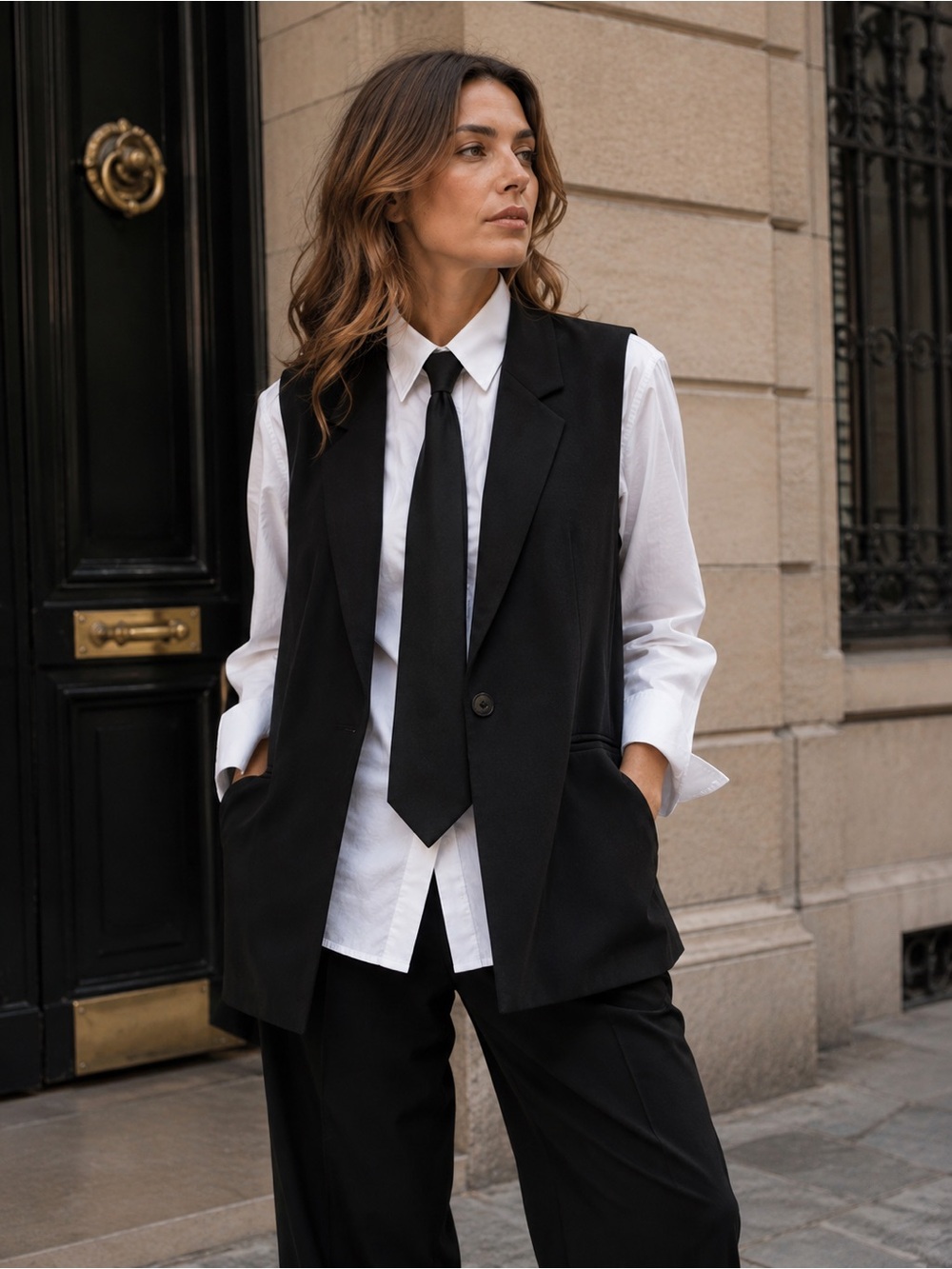 Haver & Blair London Black Vest Blazer Size L Longline Sleeveless Waistcoat